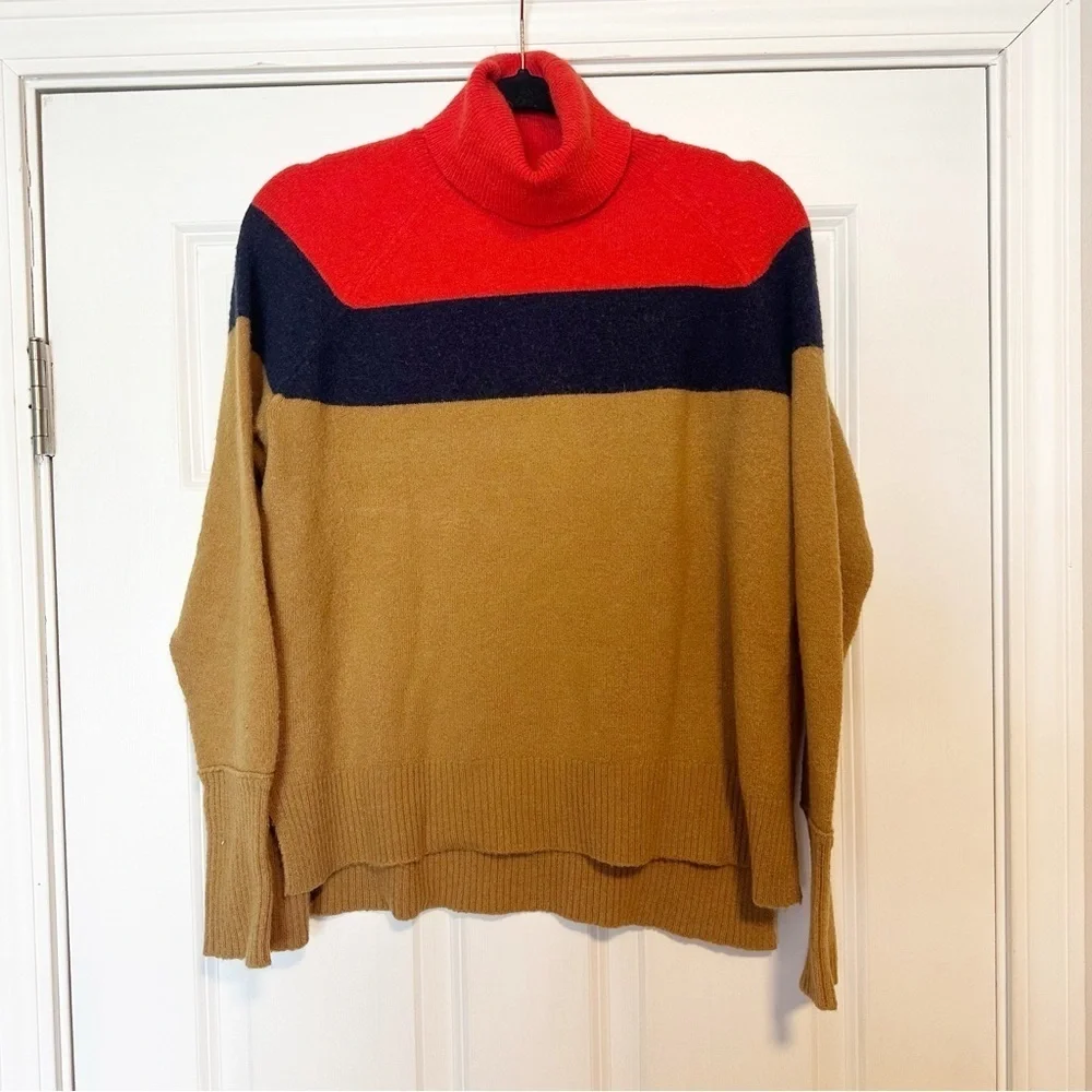 J.Crew color block turtleneck sweater in super soft yarn